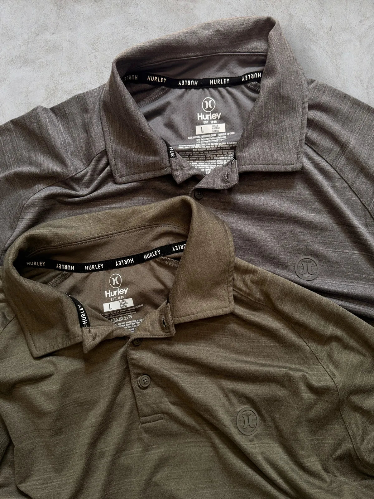 Combo 2 Playeras polo HURLEY — Gris y Verde talla L