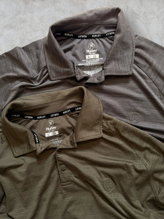 Combo 2 Playeras polo HURLEY — Gris y Verde talla L